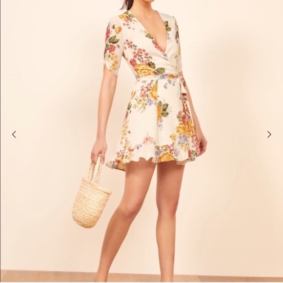 Reformation Monica Bouquet Wrap Mini Dress - Picture 1 of 5